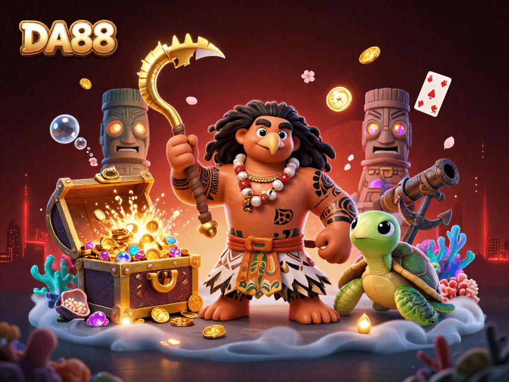Experience thrilling wins at DA88 with vibrant casino games and an engaging cartoon style.