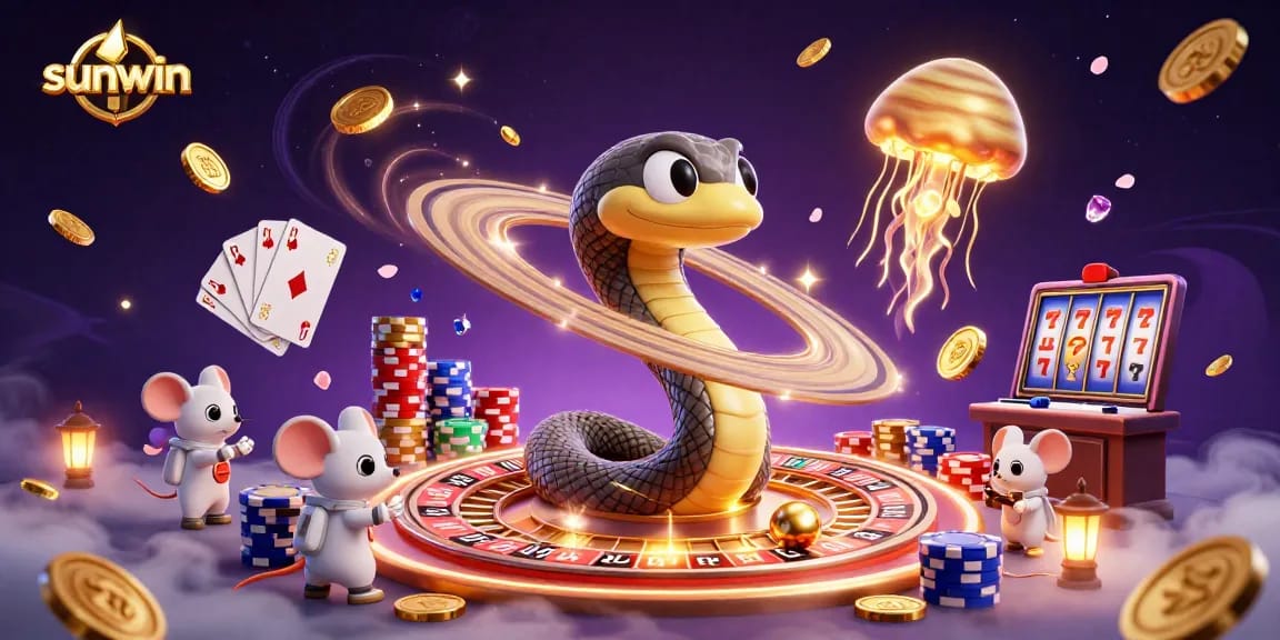 Experience thrilling betting adventures with sunwin at this vibrant 3D casino scene featuring unique game elements.