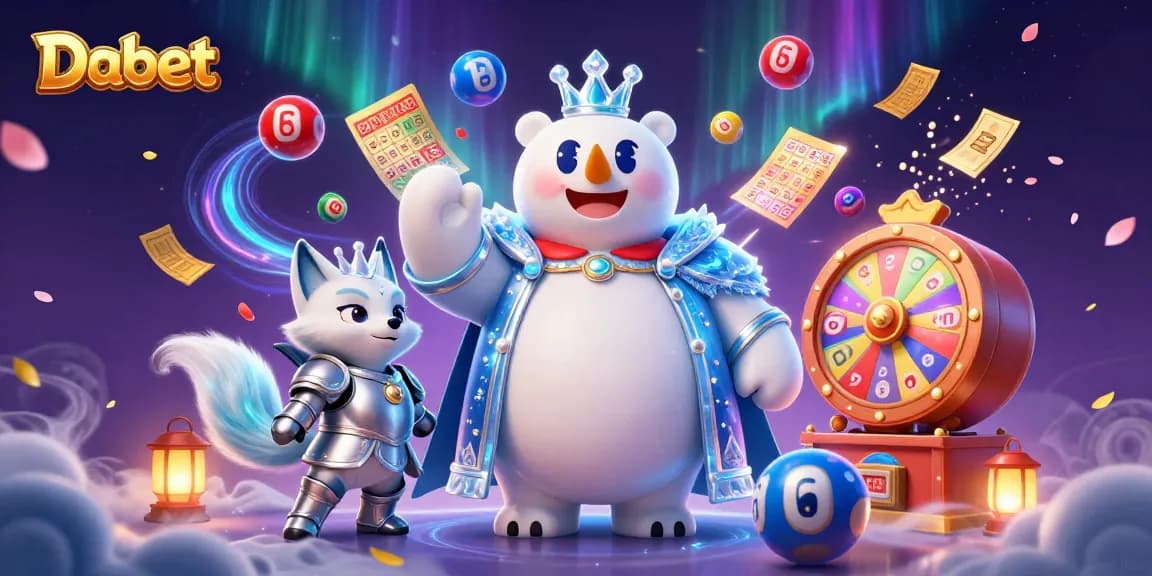 Dabet invites players with an exhilarating lottery scene featuring colorful balls and dynamic gameplay elements.