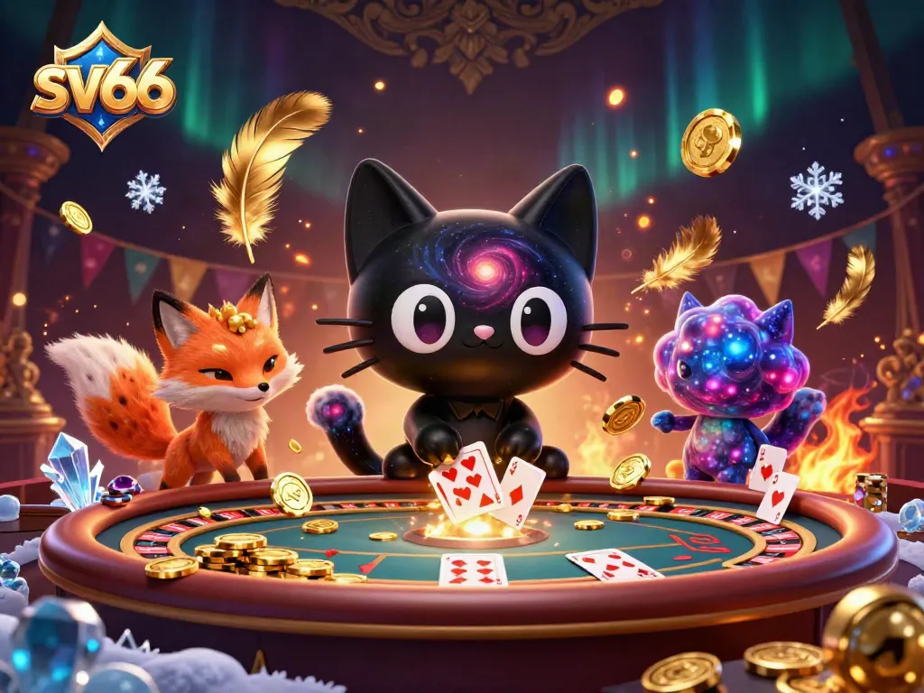 Play exciting games and win with sv66 at a cosmic casino table with vibrant characters and rich visuals.