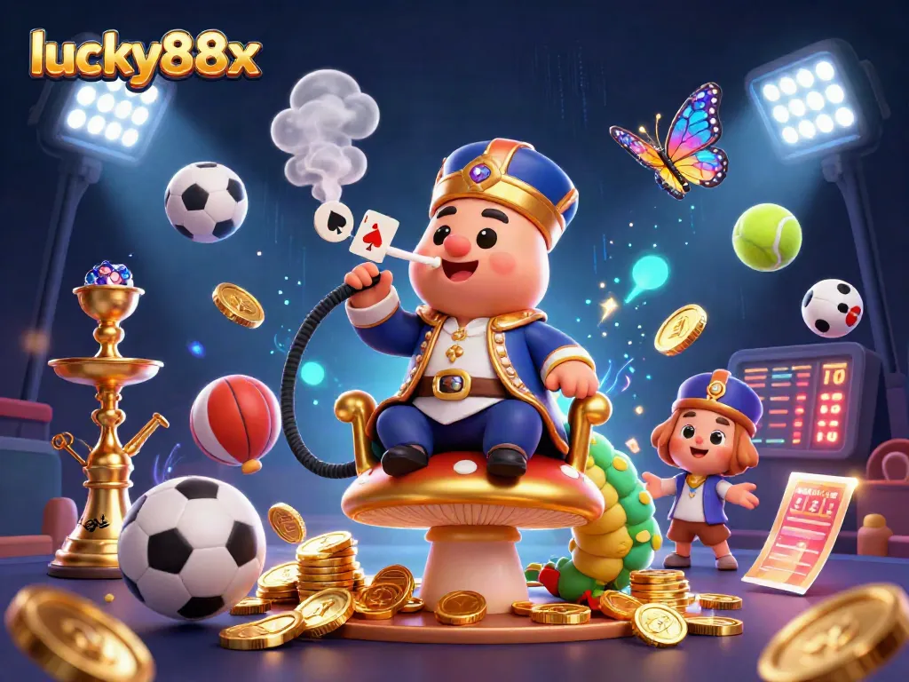 Engage in thrilling gaming through lucky88x, featuring a vibrant 3D casino scene.
