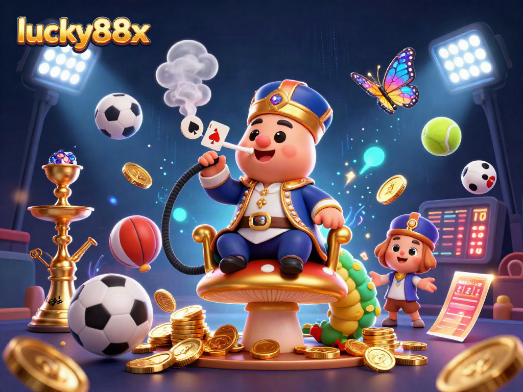 Engage in thrilling gaming through lucky88x, featuring a vibrant 3D casino scene.