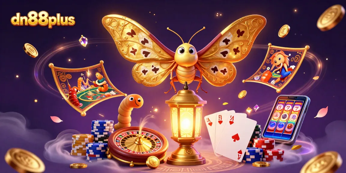 Bet big on dn88plus with golden moths and vibrant casino treasures!