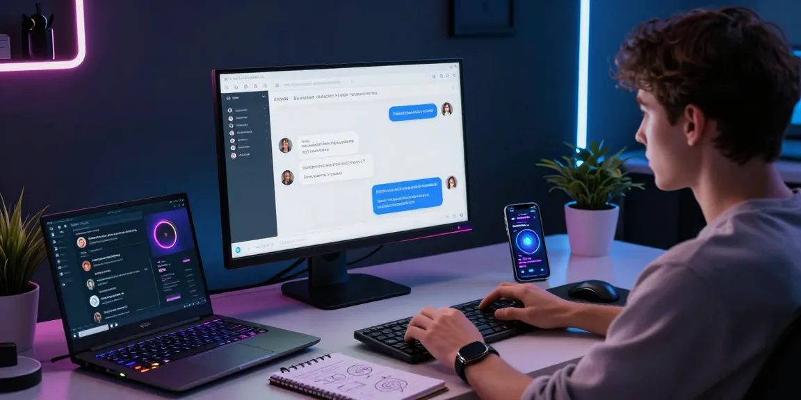 Engaging in nsfw AI chat at a sleek workstation with vibrant LED lighting.