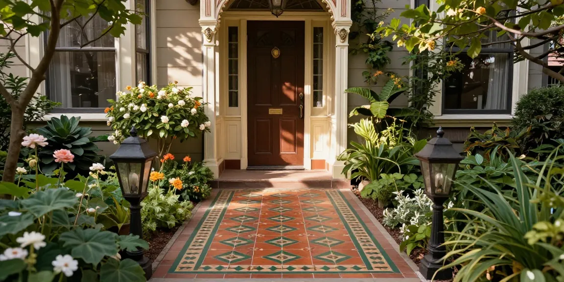 Stunning period property tiling on a Victorian home's entrance path, blending elegance with durability.