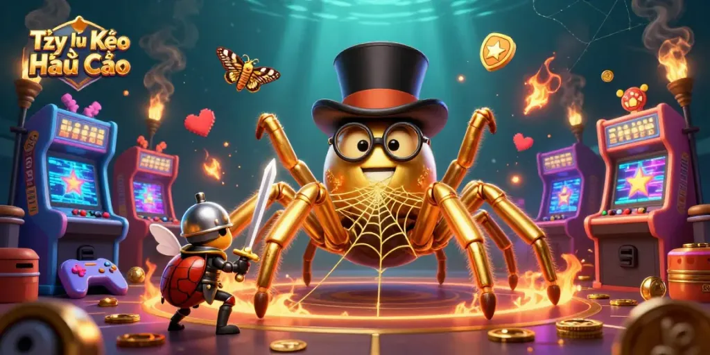 Engage with Tỷ lệ Kèo Nhà Cái in a vibrant, dynamic casino setting featuring animated characters.