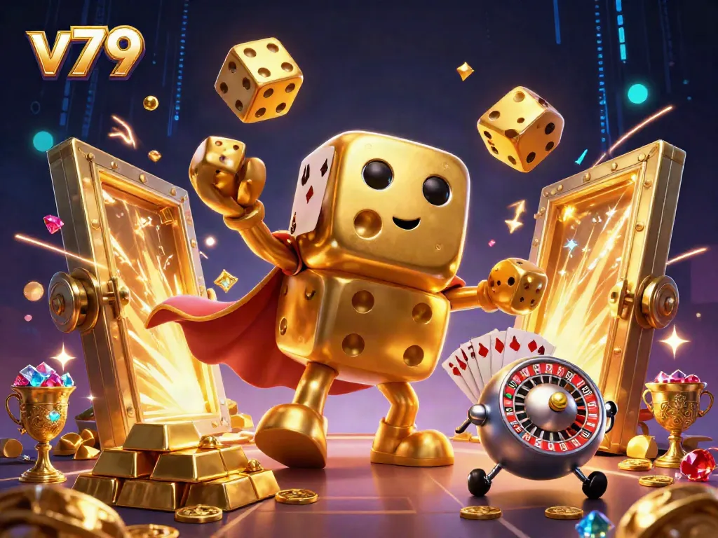 Engage in vibrant casino gameplay with the dynamic v79 golden dice golem and dazzling treasures.