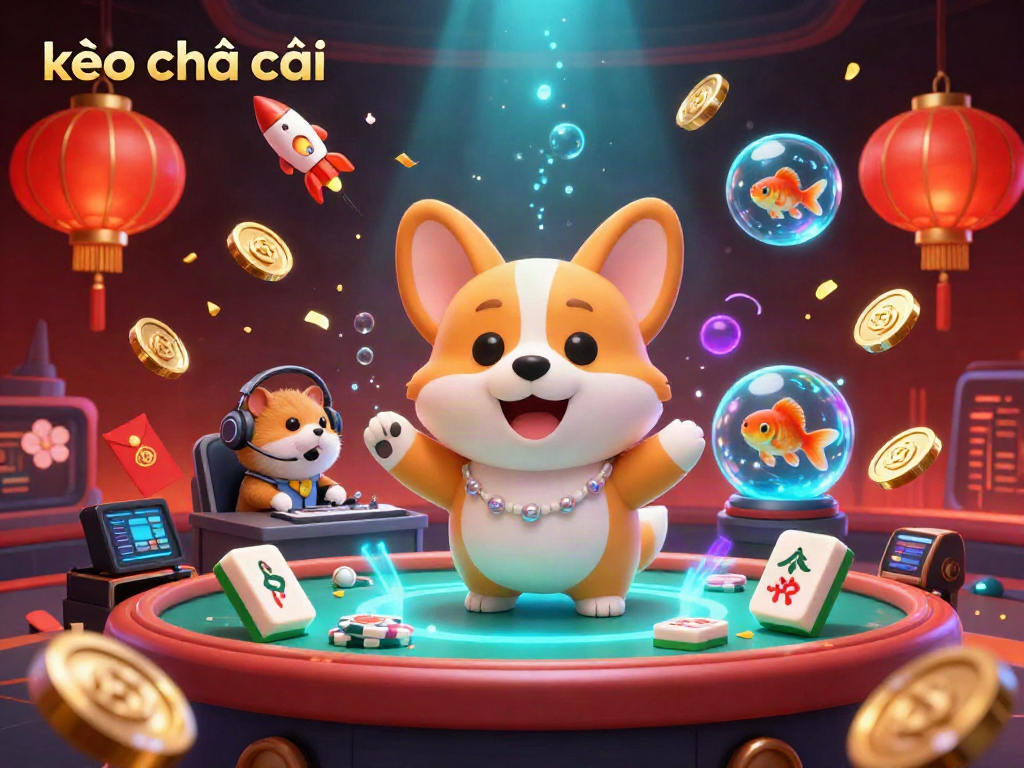 Experience kèo nhà cái in a vibrant casino atmosphere floating in space, featuring animated characters and casino elements.