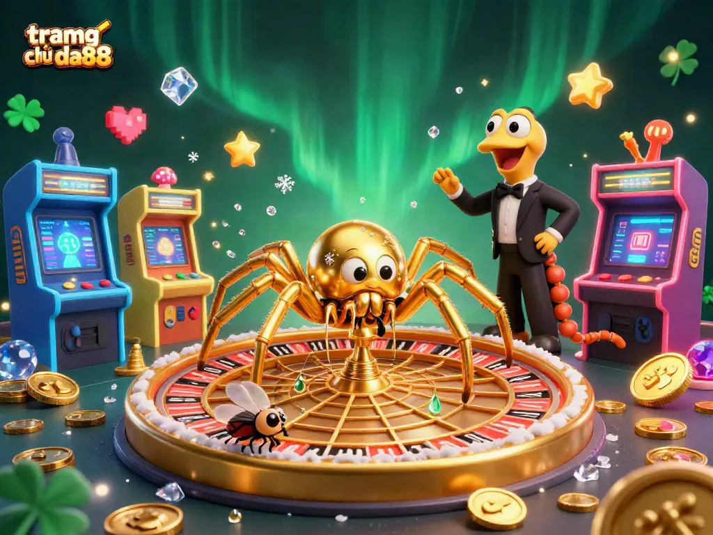 Experience the thrill of tramp chủ da88 with an engaging 3D casino scene featuring colorful characters and dynamic game elements.
