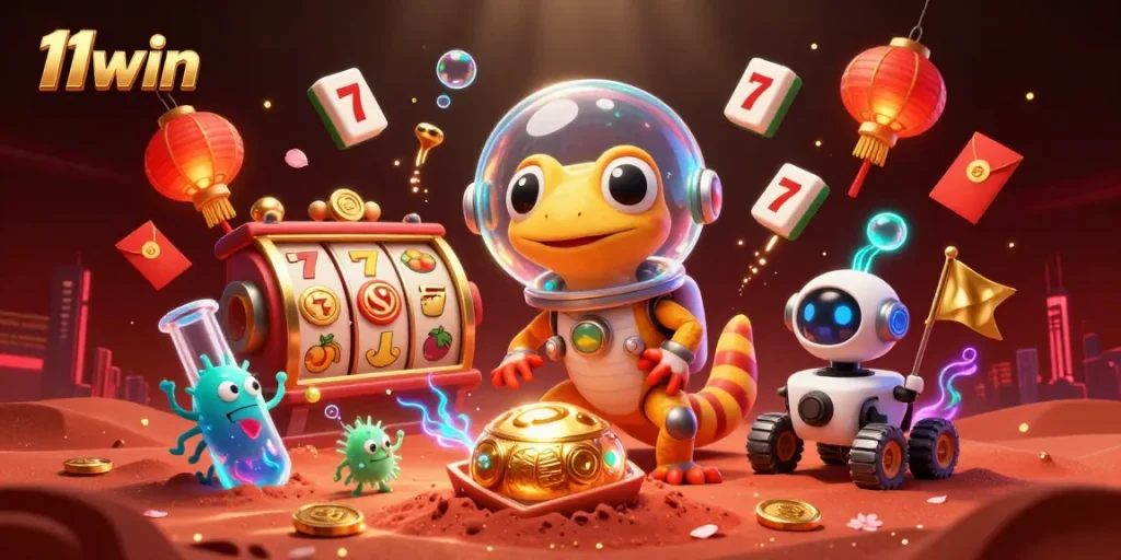Experience excitement with 11win as a Martian gecko discovers a golden casino!
