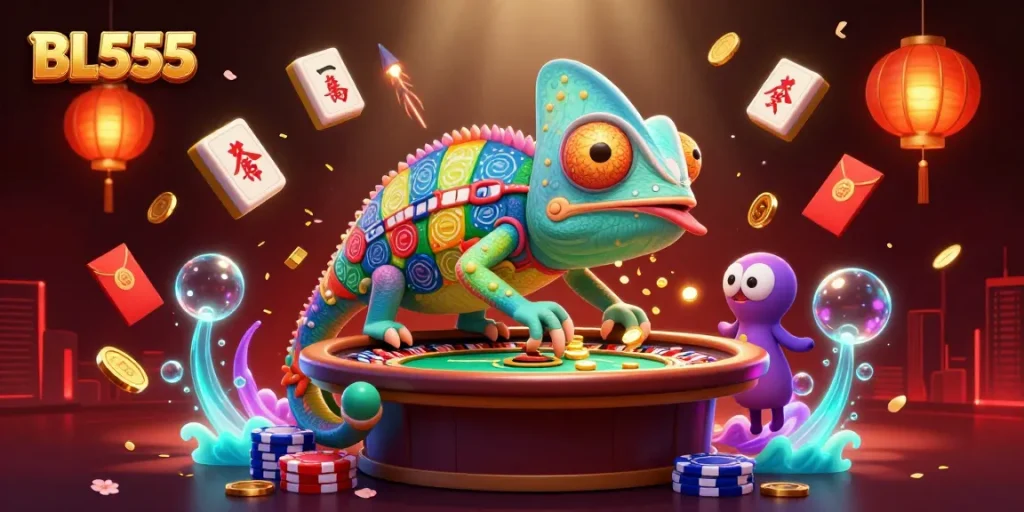 BL555 energizes gamblers with a vibrant casino scene showcasing excitement and chance.