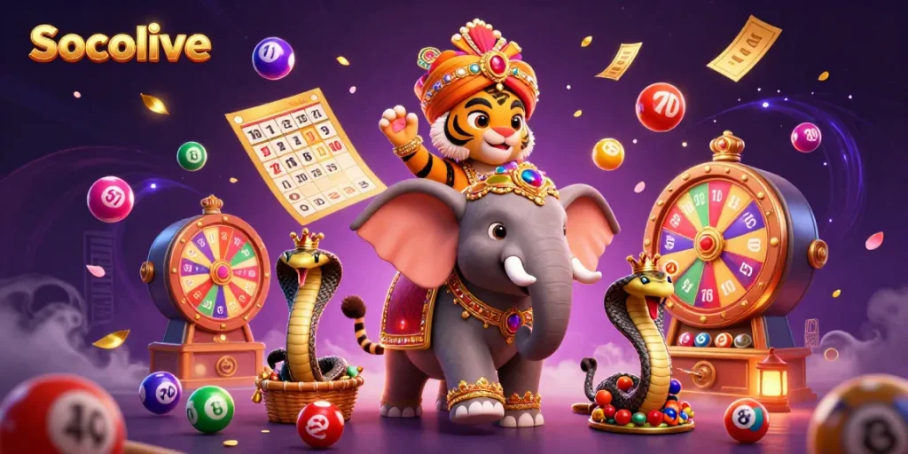 Socolive offers an exciting lottery experience with dynamic elements and vibrant characters in 3D.