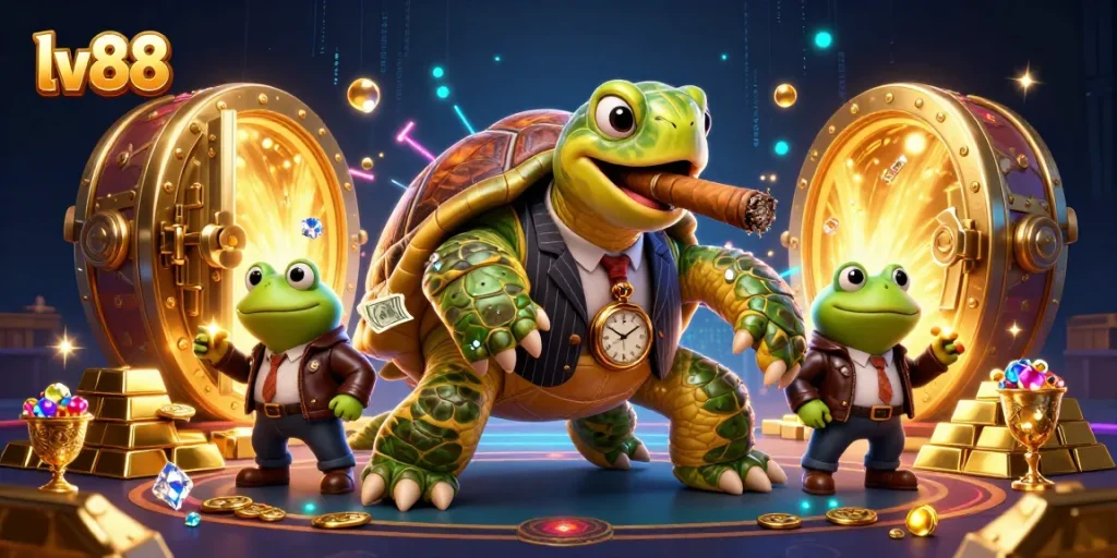 Experience the exciting world of lv88 with this vibrant illustration featuring unique casino characters.