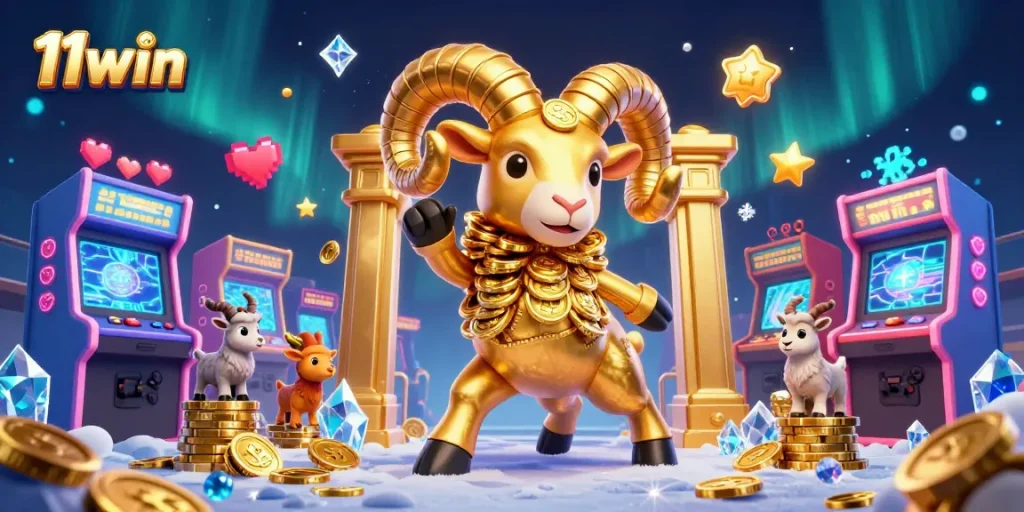 Experience thrill and excitement with 11win in this vibrant 3D casino digital illustration showcasing golden game elements and engaging action.