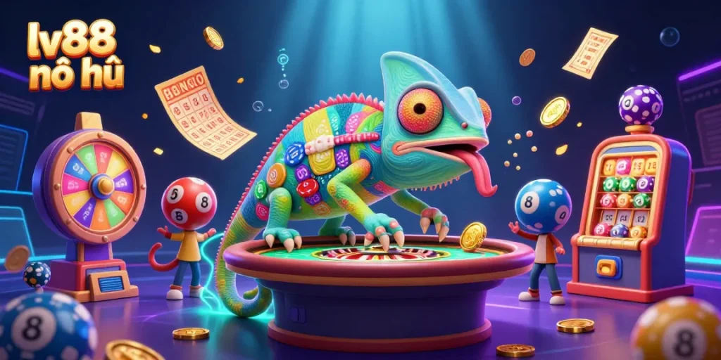 Immerse in lv88 nổ hũ excitement as the vibrant chameleon casino owner showcases dynamic gaming elements.